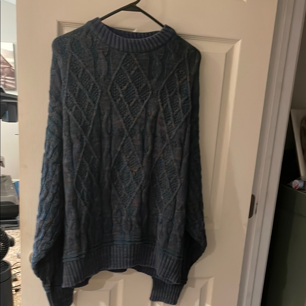 Men's Blue Cable Knit Cardigan